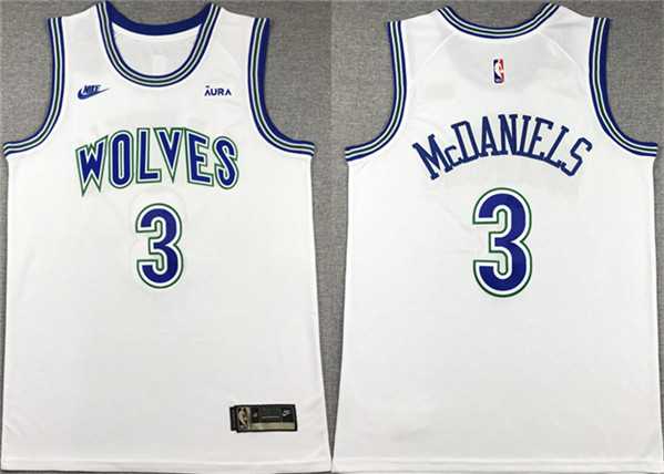 Men%27s Minnesota Timberwolves #3 Jaden McDaniels White City Edition Stitched Jersey